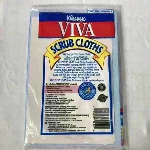 Vintage Kleenex Viva Scrub Cloths Reusable Wipes 6 Count Package New‎ - Picture 4 of 5